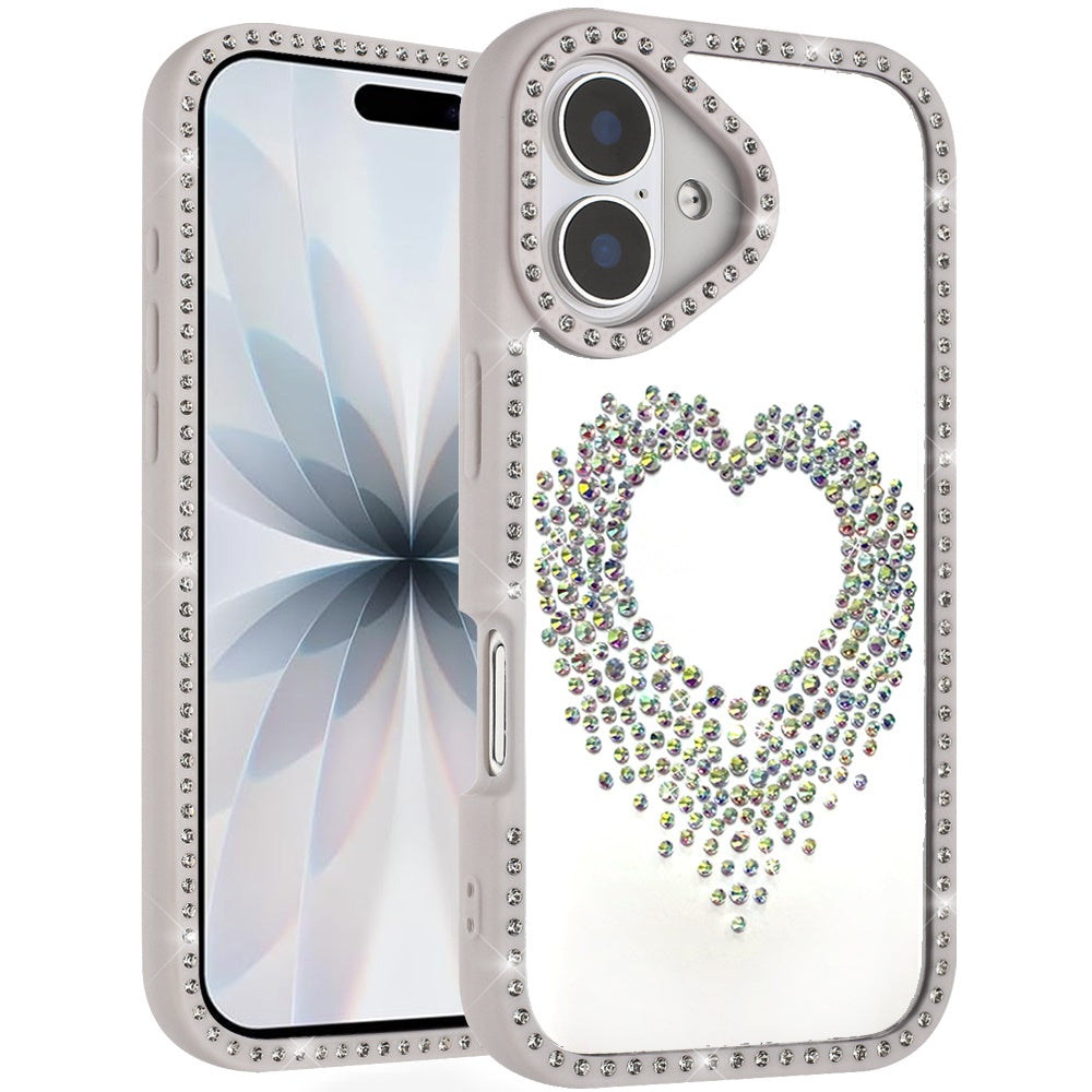 For Apple iPhone 17E /16E Angel Hearts Glitter Shimmer Diamond Edge Hybrid Drop Protection Shockproof Design Case Cover