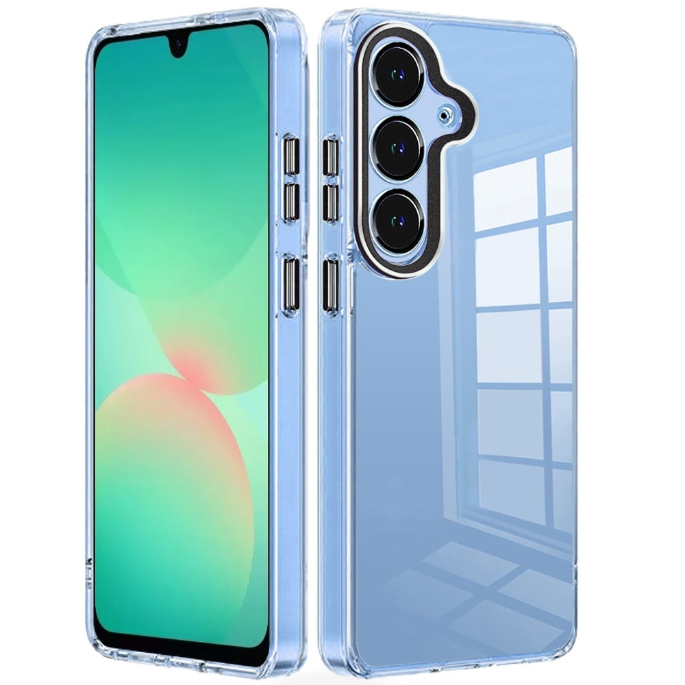 Phone Case for Samsung Galaxy A27 Transparent Clear Hybrid Metal Button Camera Guard Shockproof Gummy TPU Slim Protective Grip Cover Black