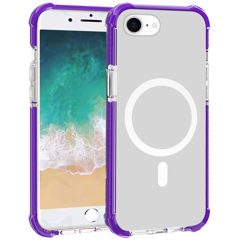 Magnetic Acrylic Case Transparent Back, Rugged Colorful Frame, Shockproof Hybrid, MagSafe Compatible