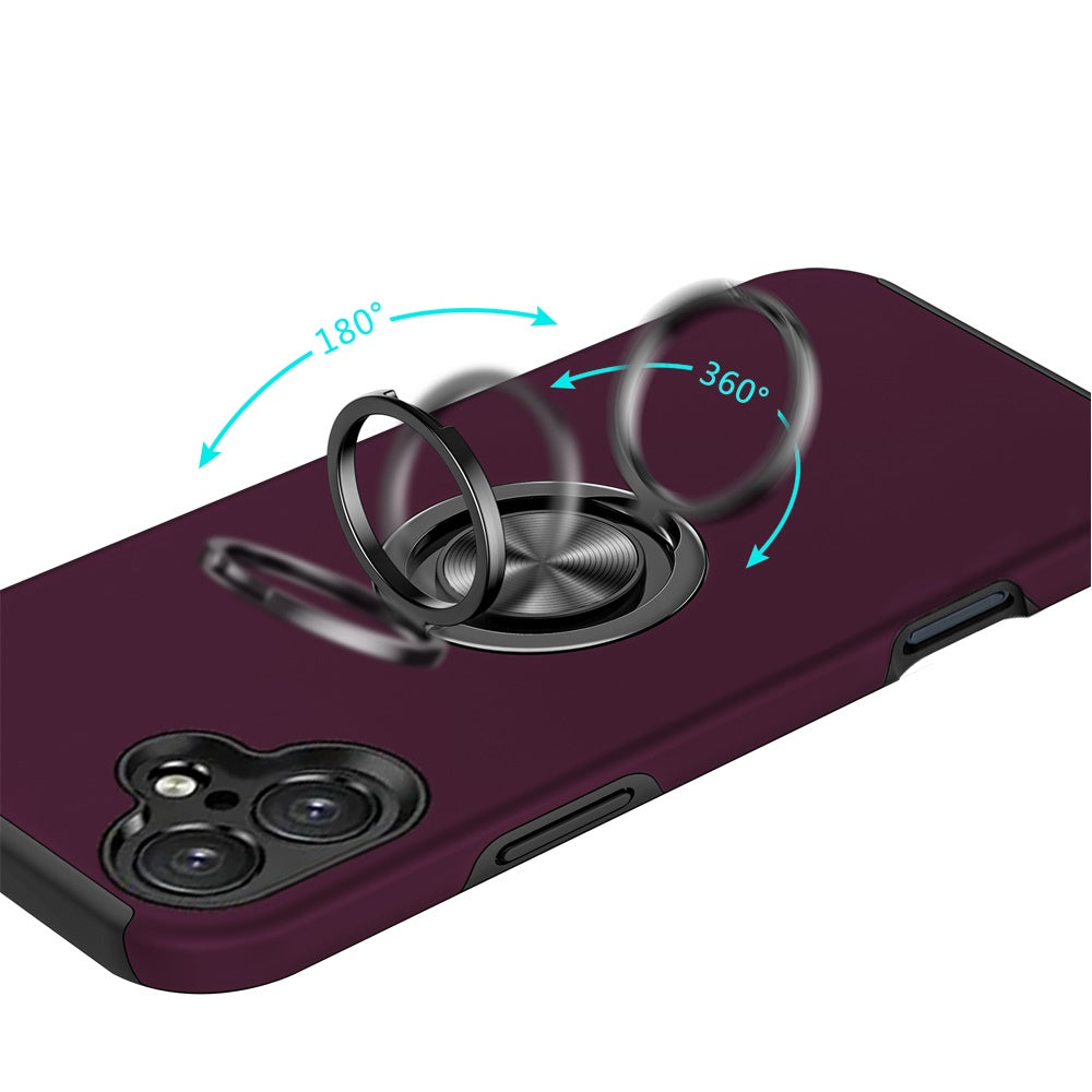 Phone Case for Apple iPhone 16 Invisible Ring Stand Shockproof Anti Slip Durable Grip Protective Hybrid Fit Magnetic Car Mount Holder Cover Purple