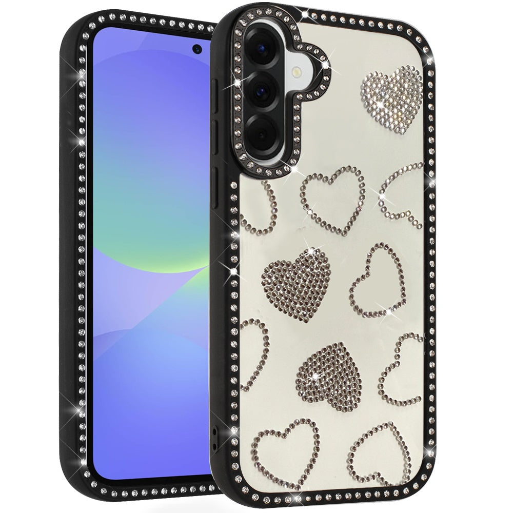 For Samsung Galaxy A37 Spread Love Glitter Shimmer Bling Diamond Edge Hybrid Drop Protection Shockproof Design Case Cover
