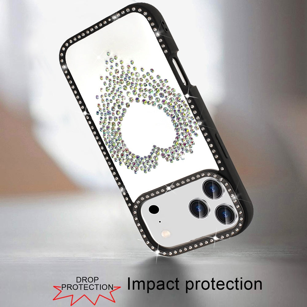 Phone Case for Apple Apple iPhone 17 Pro Angel Hearts Glitter Shimmer Diamond Edge Sparkle Hybrid Shockproof AntiSlip Grip Fashion Stylish Protective Bumper Cover