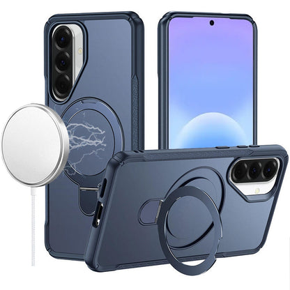 Phone Case for Samsung Galaxy A57 Magnetic Ring Stand Matte Finish Shockproof Grip Slim Armor Heavy Duty TPU Protective Hybrid Cover Blue