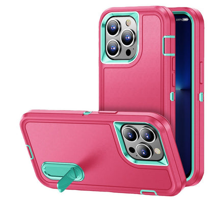 For Apple iPhone 16 Pro Max (6.9") Hybrid 3 Layers Hard 3in1 Shockproof with Kickstand Heavy Duty Hard TPU Rubber Anti-Drop Case Cover