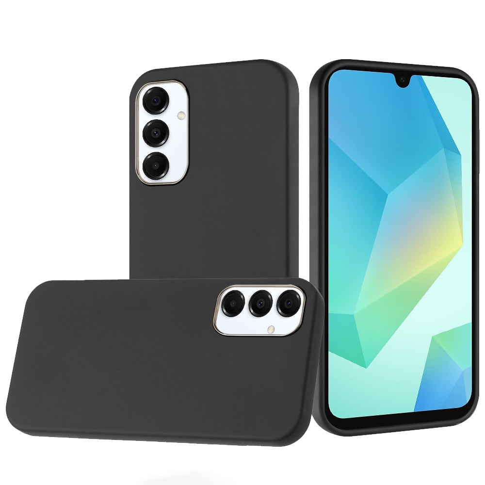 Phone Case for Samsung Galaxy A16 5G Hybrid Silicone TPU Rubber Chromed Edge TPU Bumper Reinforced Corners Shock Absorbing Protection Cover Black