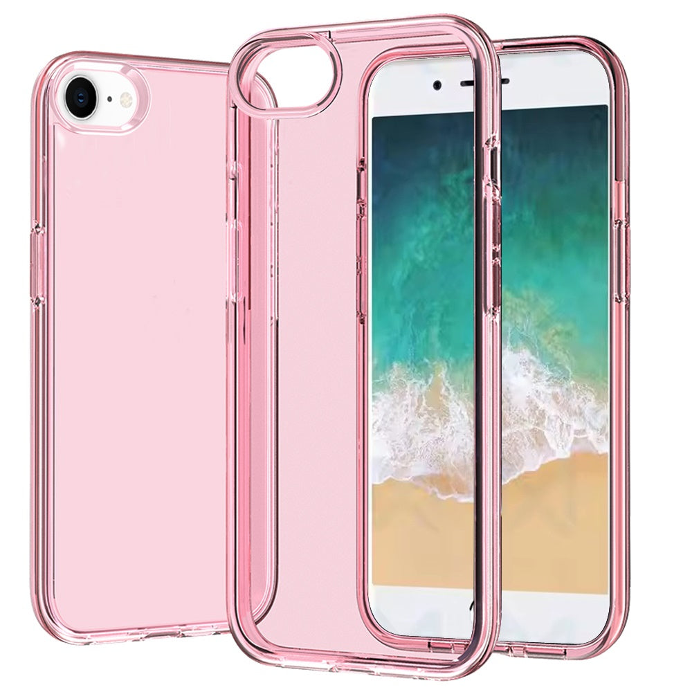 For Apple iPhone 17E /16E Transparent Shock Absorption PC + TPU Rubber Gel Thick 3mm Hybrid Silicone Slim Fit Back Case Cover Pink