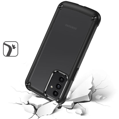 Phone Case for Samsung Galaxy A15 5G Transparent Hybrid Metal Button Camera Edge Shockproof Bumper Frame TPU Protective Slim Grip Durable Cover Black