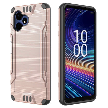 Phone Case for Boost Celero 5G Velocity Brushed Metal Look Hybrid Sleek Textured Finish Distinctive Modern Style Protective Rugged Grip Panel Design Cover