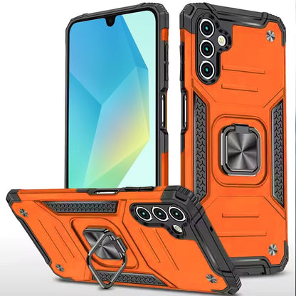 For Samsung Galaxy A16 5G Armor Hybrid Magnetic Stand with Ring Holder Kickstand Shockproof Heavy-Duty Durable Rugged TPU Dual Layer Case Cover Cosmic Orange