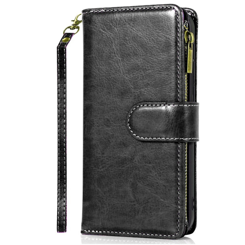 Phone Case for Samsung Galaxy A08 4G, A07 5G, A07 4G Luxury Leather Wallet Card Holder Zipper Pocket Money Storage Protective Grip Design with Strap Cover