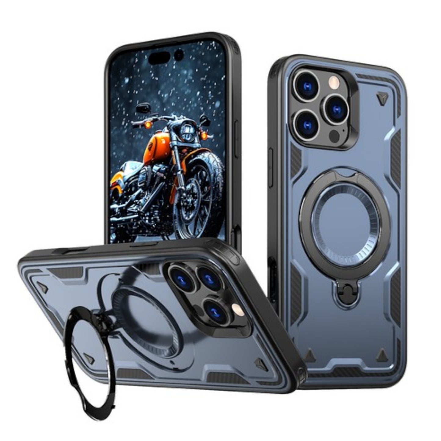 For Apple iPhone 16 (6.1") Ring Holder Case, Military-Grade Shockproof Protective Cover with Magnetic Kickstand [Compatible with Magsafe] Case Cover