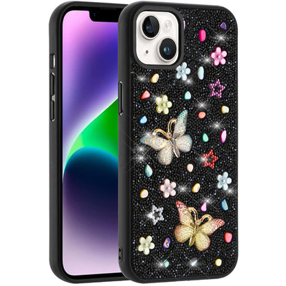 Phone Case for Apple iPhone 14 3D Butterfly Diamond Bling Glitter Shockproof Stylish Protective Luxury Hybrid Sparkly Durable Grip Design Cover