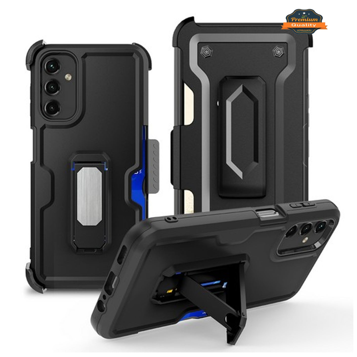 Phone Case Cover for Motorola Moto G Stylus 5G 2026 Hybrid Wallet Case with Invisible ID Card Slot, Kickstand, Holster Belt Clip, Heavy-Duty Protection Cover Black