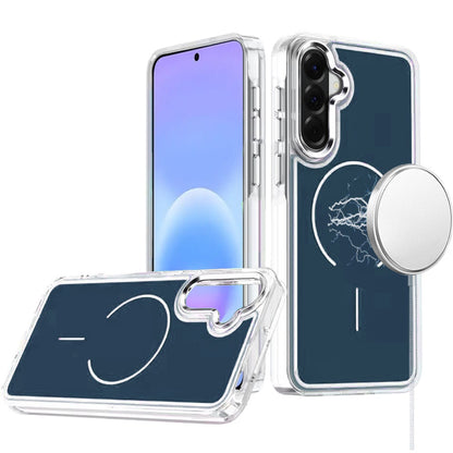 Phone Case for Samsung Galaxy A57 Metallic Transparent Magnetic Magsafe Compatible Shockproof Hybrid TPU Durable Clear Protective Grip Cover Blue