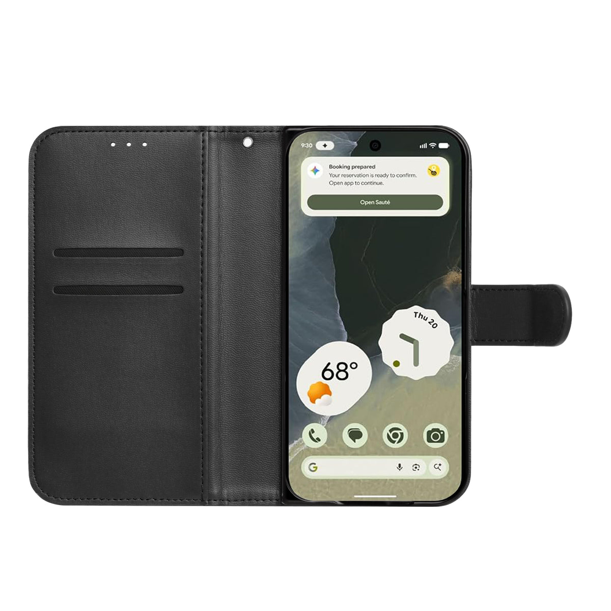 Phone Case for Google Pixel 11 Pro Fold Leather Wallet Folio Credit Card Holder with Magnetic Closure Wrist Strap Classic Flip Design Storage Slots Cover