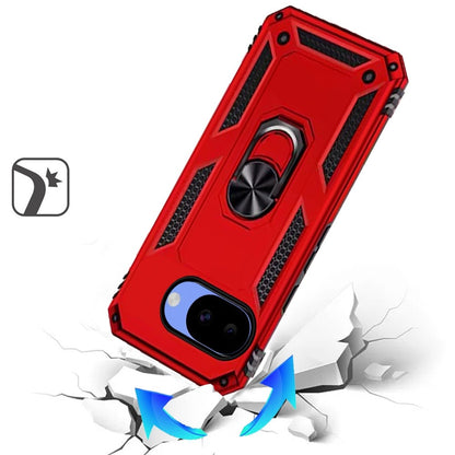 Phone Case for Google Pixel 10A Rotatable Ring Stand Shockproof Hybrid Armor Anti Slip Heavy Duty Fit Magnetic Car Mount Durable Grip Cover