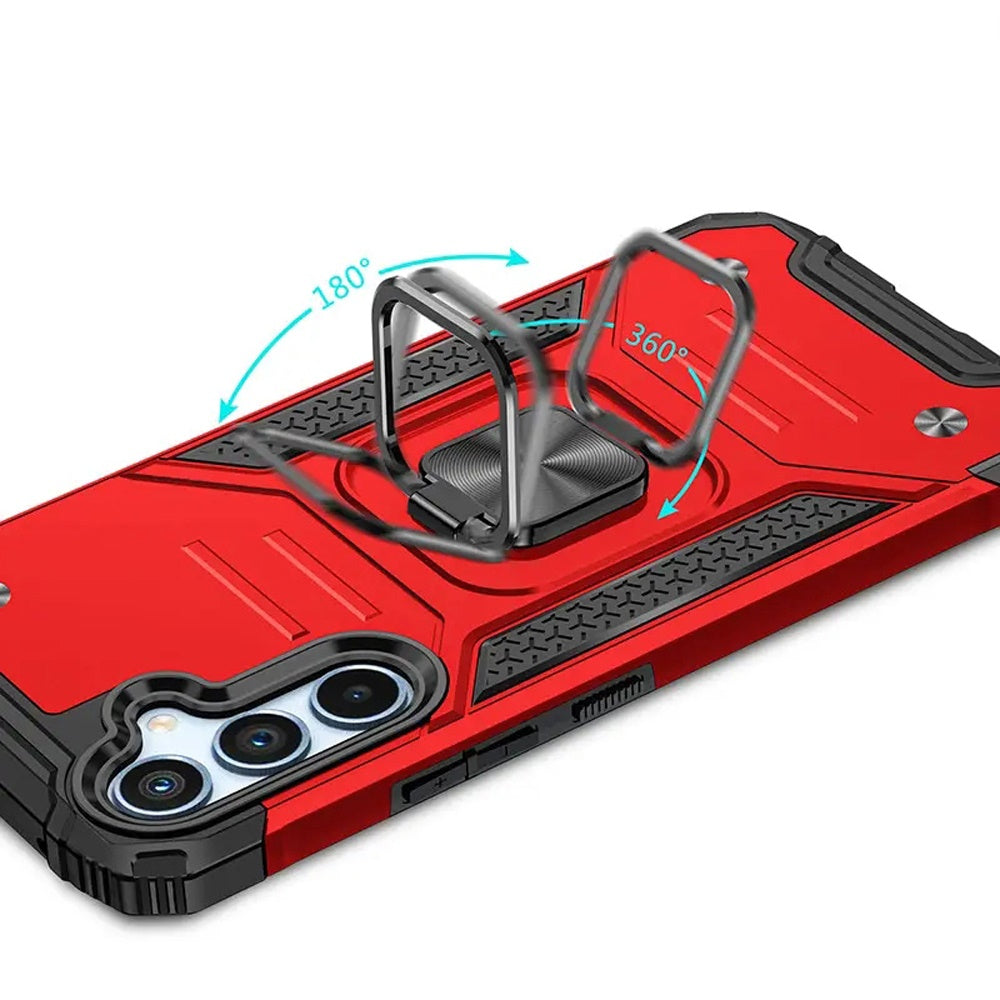 For Samsung Galaxy S25 /S24 Armor Hybrid Magnetic Stand with Ring Holder Kickstand Shockproof Heavy-Duty Durable Rugged TPU Dual Layer Case Cover