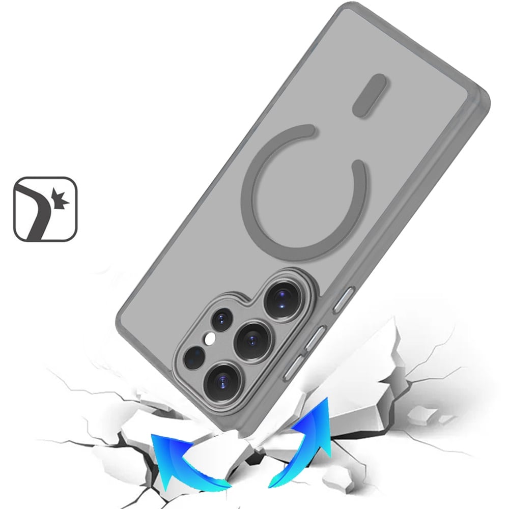 Matte Frosted Magnetic Back Hybrid Hard PC Soft TPU Camera Protection Slim Shock Absorbing Anti Fingerprint