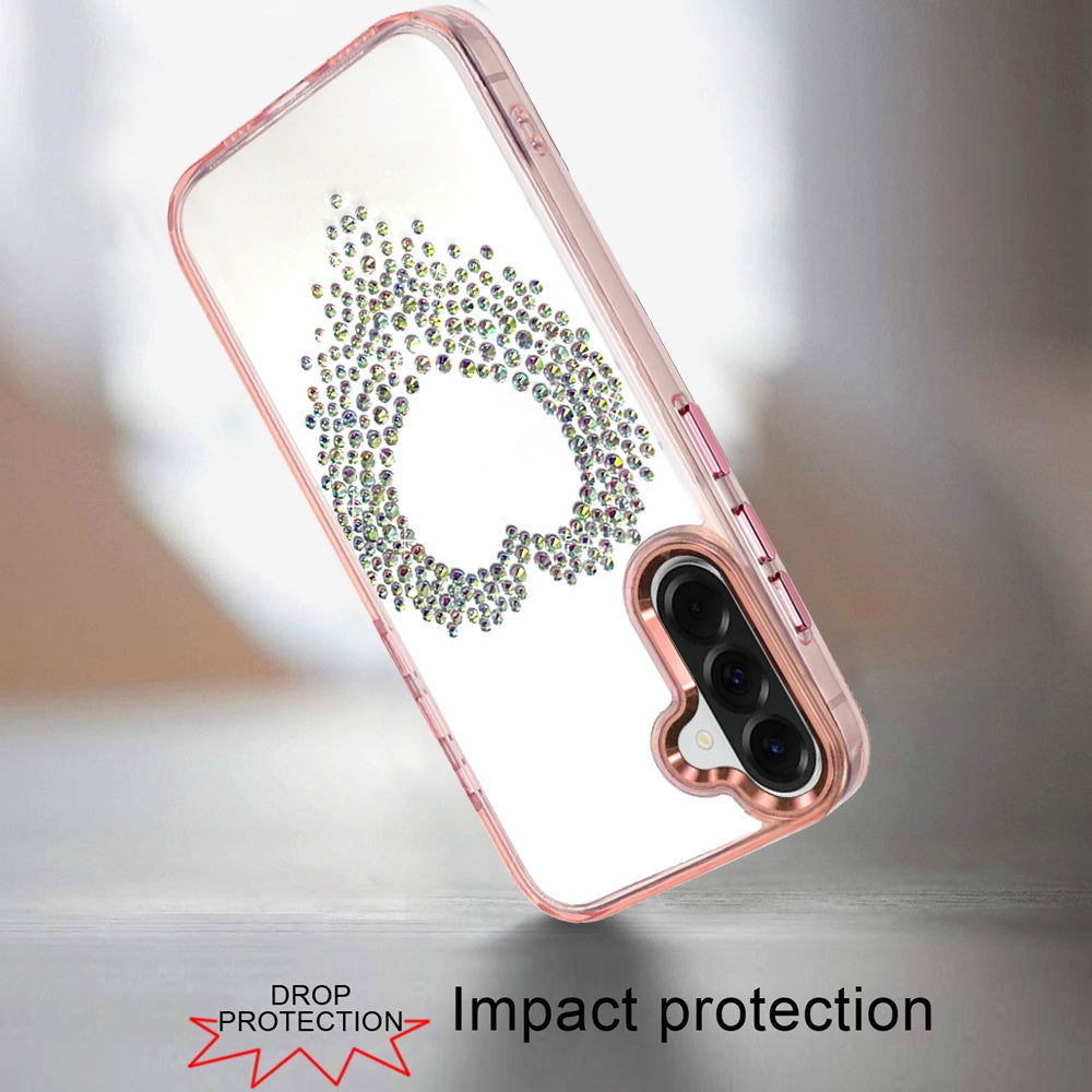 For Samsung Galaxy A37 Angel Hearts Bling Glitter Diamond Hybrid TPU Cover, Colorful Frame Shockproof Protective Back Case Cover