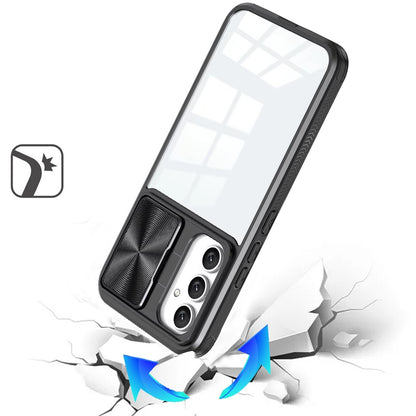 For Samsung Galaxy A26 Hybrid Cases with Sliding Camera Cover Transparent Shockproof Bumper TPU Protective Case Cover