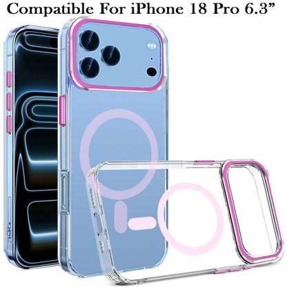 Phone Case for Apple iPhone 18 Pro Clear Transparent Magnetic Circle Slim Shockproof Durable TPU Hard PC Grip Hybrid Design Cover