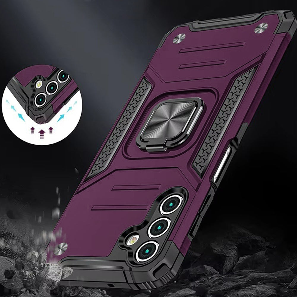 Phone Case for Samsung Galaxy A17 5G Magnetic Car Mount Hybrid Ring Stand Shockproof Rugged Grip Armor Heavy Duty Protective TPU Durable Cover Purple