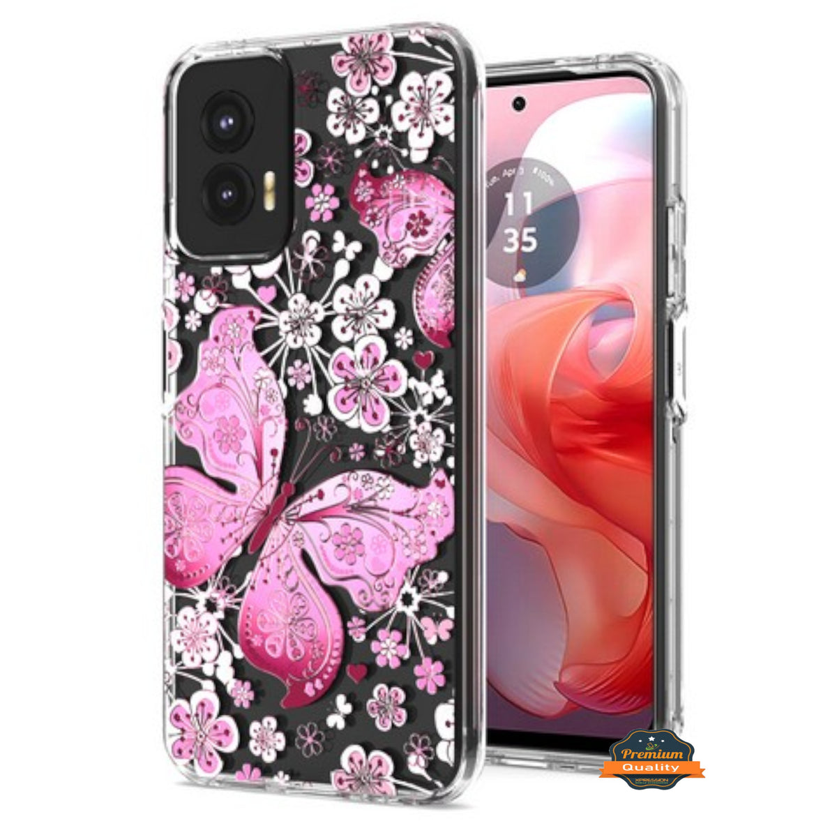 For Motorola Moto G 5G 2025 Hybrid Clear Frame with Trendy Pattern Design, Shockproof Hard Back & TPU Rubber Case Cover
