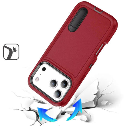 For Apple iPhone 17 Pro Max Hybrid 3 Layers Hard 3in1 Shockproof with Kickstand Heavy Duty Hard TPU Rubber Anti-Drop Case Cover