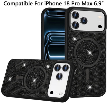 Phone Case for Apple iPhone 18 Pro Max Magnetic Bling Diamond Sparkle Hybrid Shockproof Rugged Grip Durable Protection Anti-Slip Armor Design Cover
