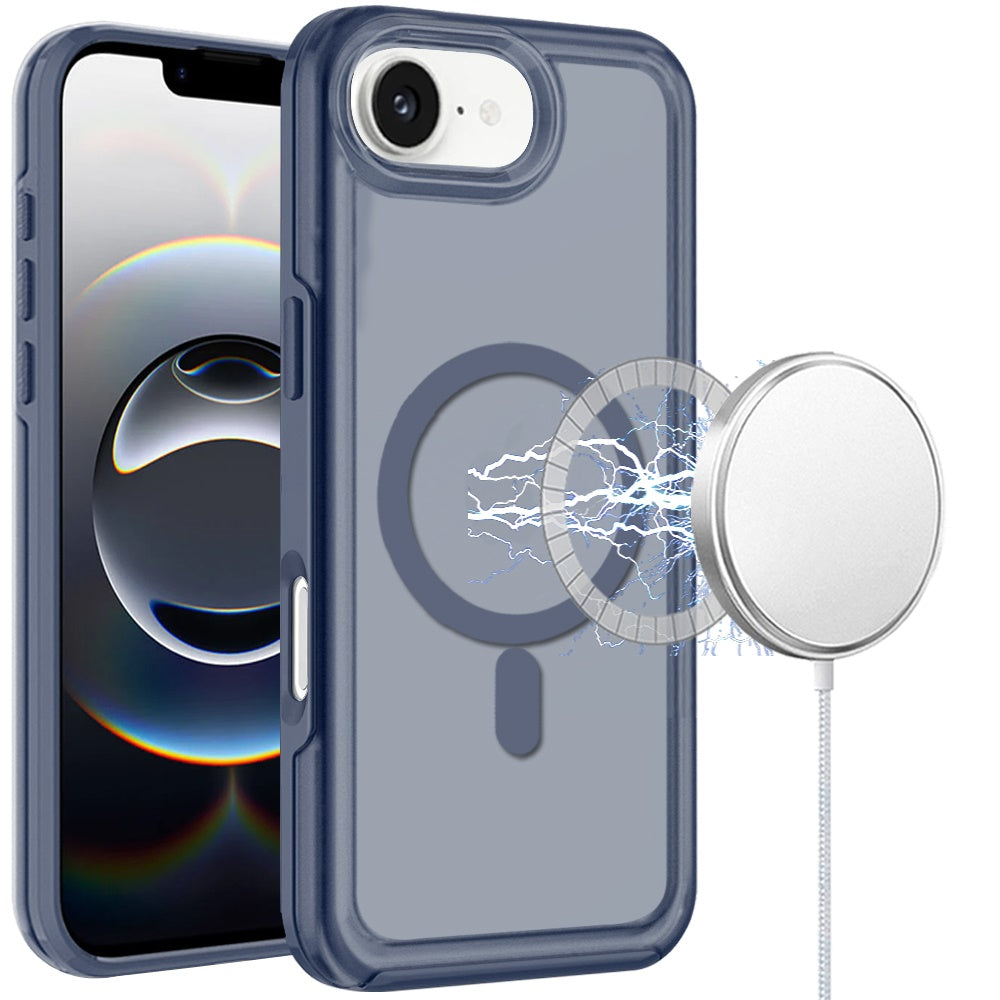 Phone Case for Apple iPhone 17E /16E Glossy Magnetic Compatible Shockproof Slim TPU Durable Hard PC Rubber Grip Premium Hybrid Cover Blue