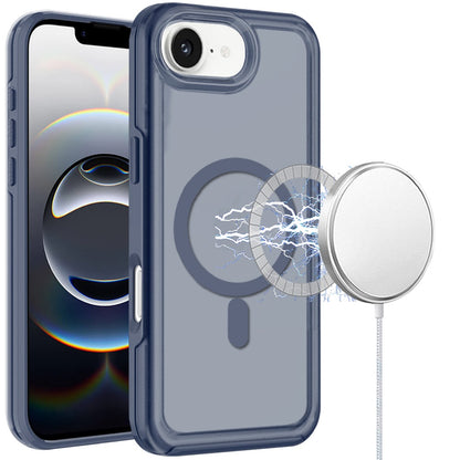 Phone Case for Apple iPhone 17E /16E Glossy Magnetic Compatible Shockproof Slim TPU Durable Hard PC Rubber Grip Premium Hybrid Cover Blue