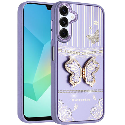 Glitter Bling Butterfly Stand Metallic Edge Hybrid Shockproof Grip Durable Camera Protection Stylish Design