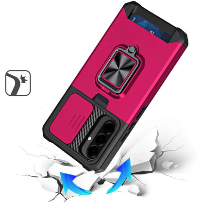 Phone Case for Samsung Galaxy A27 Card Holder Magnetic Ring Stand Shockproof Anti Slip Wallet Grip Protective Hybrid Design Cover