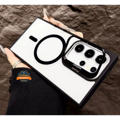 Phone Case Cover for Samsung Galaxy S26+ / S26 Plus Clear Back Hybrid with MagSafe Compatible Metal Camera Stand Colorful Bumper Frame Shockproof Cover Black