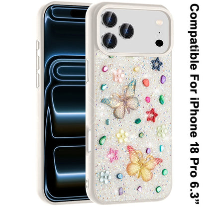 Phone Case for Apple iPhone 18 Pro 3D Butterfly Diamond Bling Glitter Shockproof Stylish Protective Luxury Hybrid Sparkly Durable Grip Design Cover