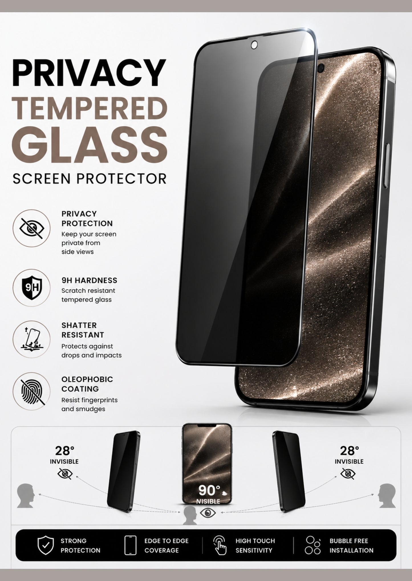 Screen Protector for Samsung Galaxy S26 FE /S26 Fan Edition Tempered Glass Screen Protector Privacy Anti-Spy Anti Peeping 9H, Black Screen Guard Easy to Install Black