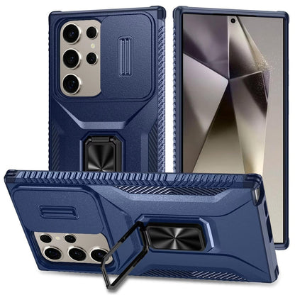 For Samsung Galaxy A57 Case, Camera Cover with Magnetic Rotation Ring Stand, Military Grade Hybrid Hard TPU Shockproof Case Cover