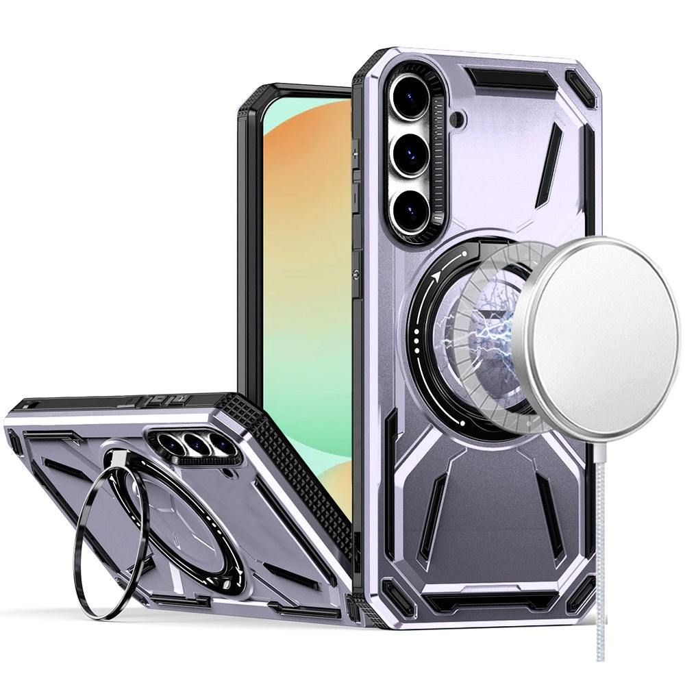 For Samsung Galaxy S24 Fan Edition /Galaxy S24 FE Hybrid Magnetic Ring and 360° Rotational Kickstand with MagSafe Compatible, Military Grade Drop Protection Case Cover
