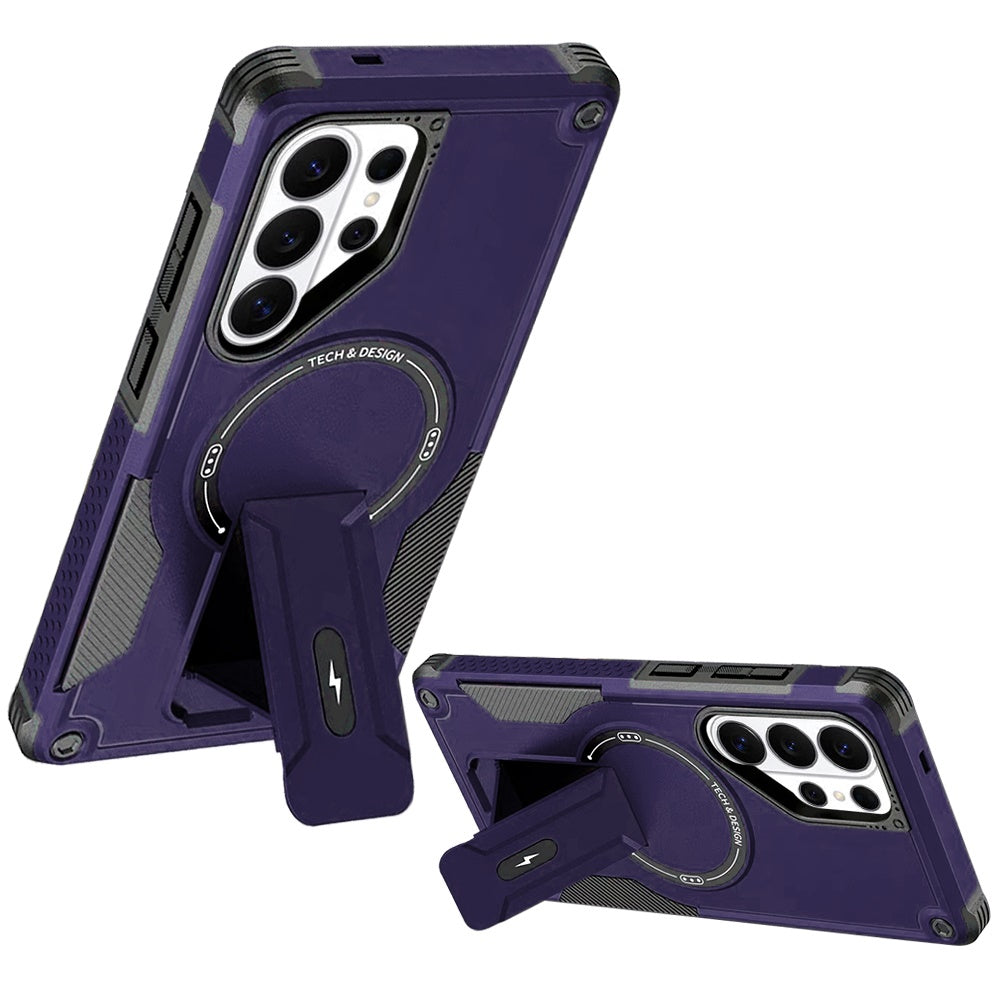 Phone Case for Samsung Galaxy S26 Ultra Magnetic Kickstand Rugged Shockproof Armor Grip Anti Slip Heavy Duty Protective Matte Stand Hybrid Cover Purple