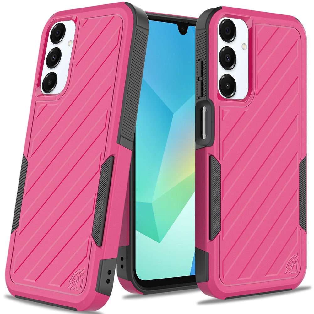 For Apple iPhone 17E /16E Hybrid lined shockproof dual layer Rugged 2in1 Hard PC & Silicone TPU Non Slip Textured Tough Armor Case Cover Hot Pink