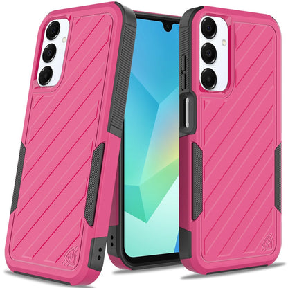 For Apple iPhone 17E /16E Hybrid lined shockproof dual layer Rugged 2in1 Hard PC & Silicone TPU Non Slip Textured Tough Armor Case Cover Hot Pink