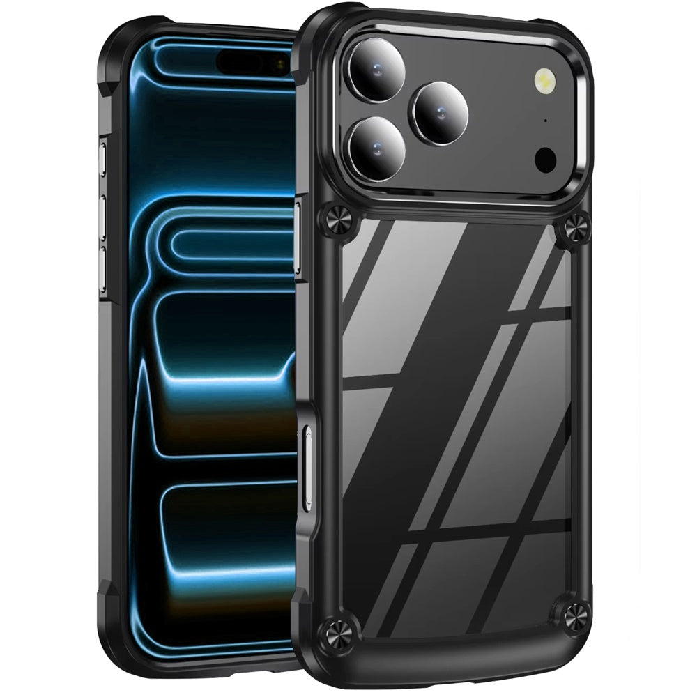 Phone Case for Apple iPhone 18 Pro Max Transparent Hybrid Metal Button Camera Edge Shockproof Bumper Frame TPU Protective Slim Grip Durable Cover