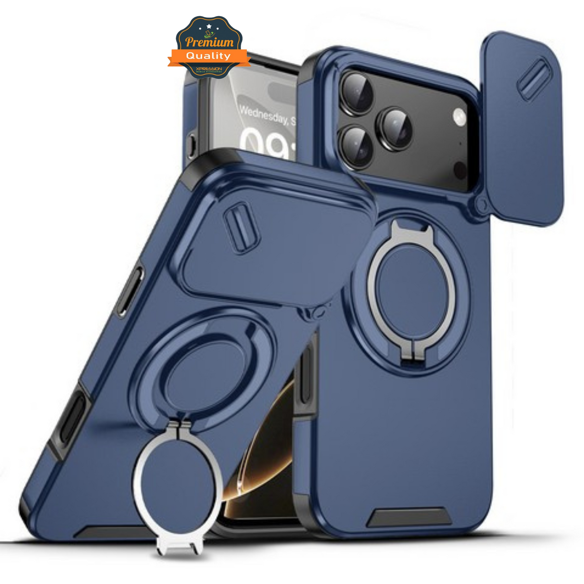 For Apple iPhone 17 Pro Hybrid Case with 360° Magnetic Ring Stand, Camera Slide Protector & Compatible with MagSafe Case Cover