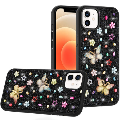 For Motorola Moto G 5G 2025 Diamond Butterfly 3D Glitter Bling Design, Slim Hybrid Sparkle Protective Cover TPU for Women Girls Case Cover Black