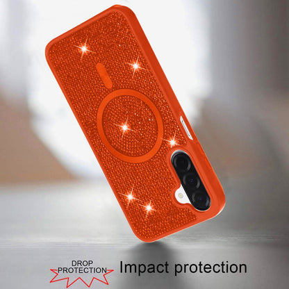 Phone Case for Samsung Galaxy A17 5G Magnetic Bling Diamond Sparkle Hybrid Shockproof Rugged Grip Durable Protection Anti-Slip Armor Design Cover