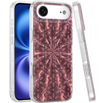 For Apple iPhone 17 Pro Max Stylish Pattern Fashion IMD Printed Design TPU Double Layer Slim Shockproof with Magnetic Back Case Cover Flowers Mandala Brown