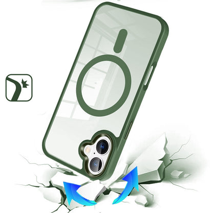 For Apple iPhone 17 (6.3") MagSafe Compatible Transparent Greatest Clear Acrylic with Color Frame Thick Hybrid TPU Hard Case Cover