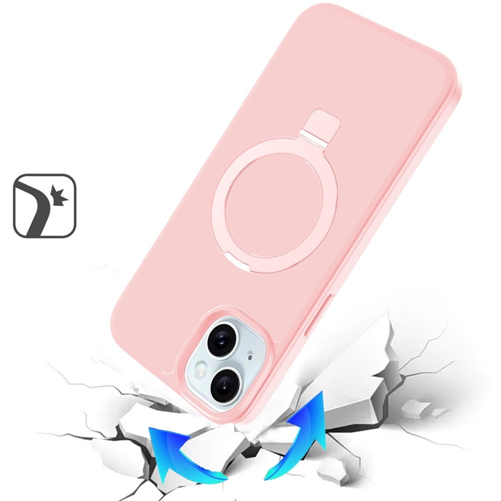 Phone Case for iPhone 14/13 (6.1") Magnetic Ring Stand Full Rotation Matte Shockproof Grip Anti Slip Durable Camera Protection Hybrid Cover