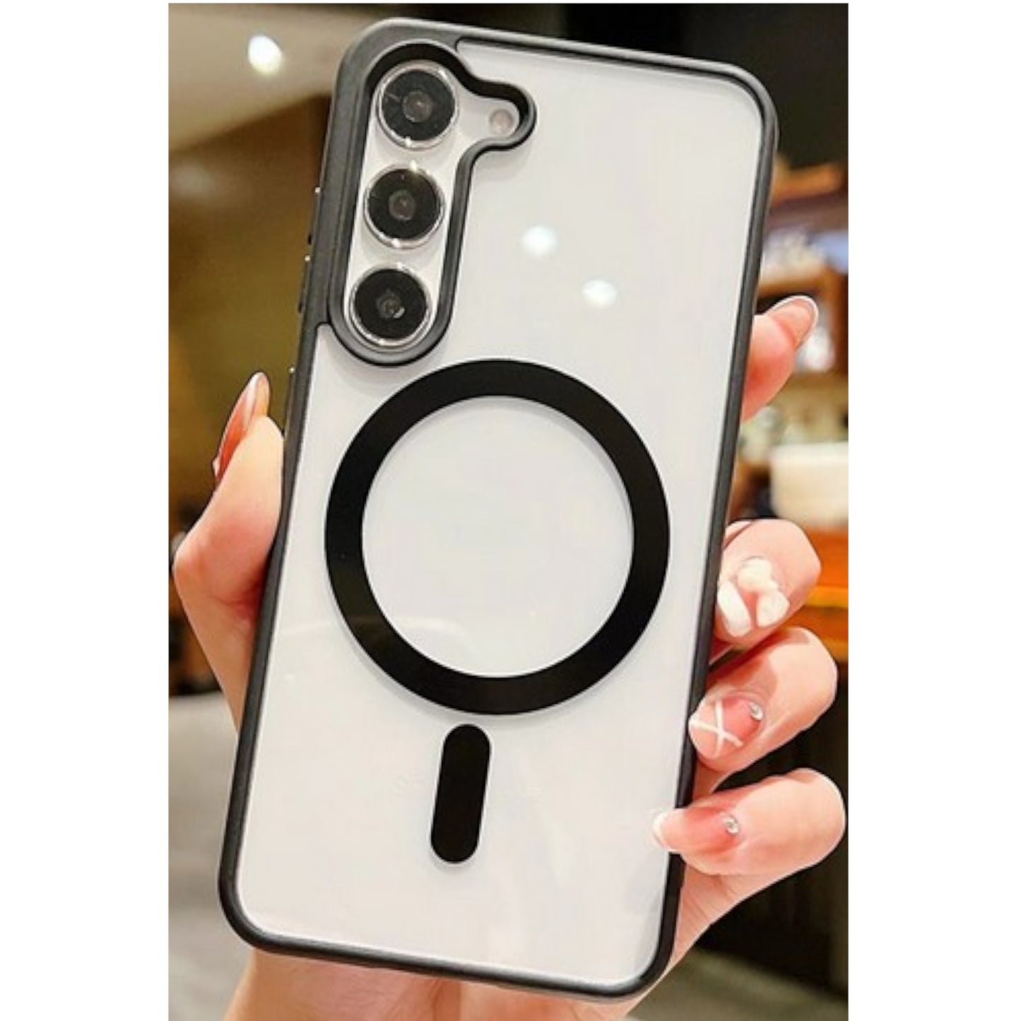 For Samsung Galaxy S25 /S24 Hybrid Clear Transparent with Color Edge Bumper, MagSafe Compatible Ultra Slim Hard PC Case Cover
