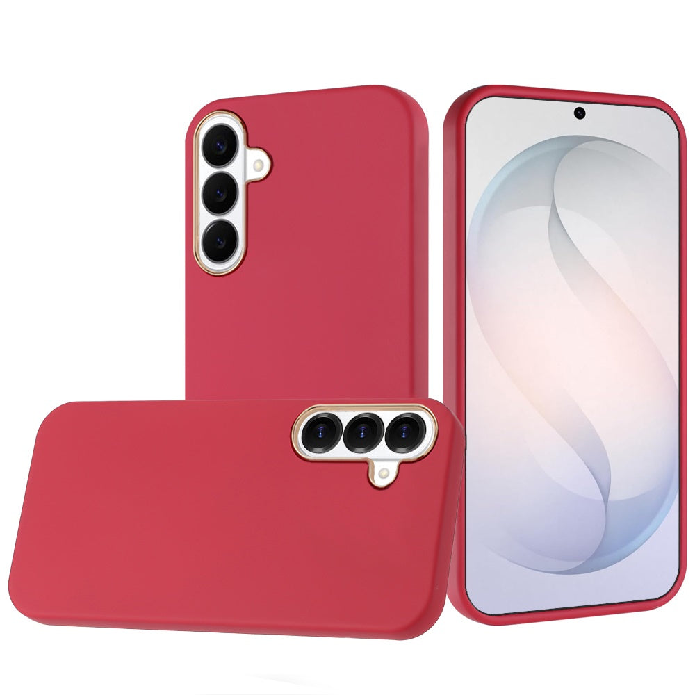 Phone Case for Samsung Galaxy S26 FE /S26 Fan Edition Hybrid Silicone TPU Rubber Chromed Edge TPU Bumper Reinforced Corners Shock Absorbing Protection Cover
